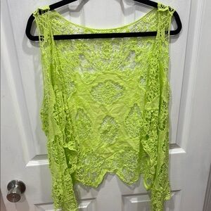 Lime Green Lace Sleeveless Top